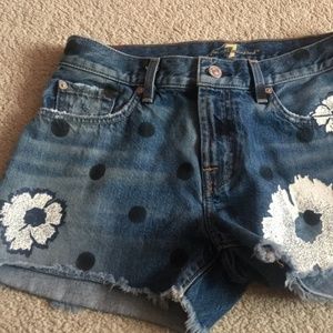 Designer Denim Shorts with Floral embroidery